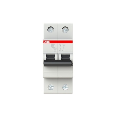 MCB SH202-B20 Interruptor de circuito em miniatura 20A Corrente nominal 2P B 220V Voltagem nominal