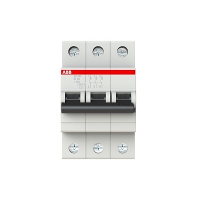 MCB SH203-B10 Interruptor de circuito em miniatura 3P Corrente nominal 10A B Frequência nominal 50 Hz
