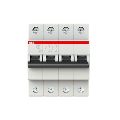MCB SH204-B20 Interruptor de circuito em miniatura 4P B 20 A BCD Curva B Capacidade de ruptura