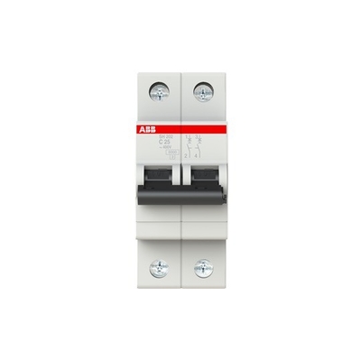 Alta capacidade de ruptura MCB SH202-C25 Interruptor de circuito em miniatura 2P C 25 A com curva C
