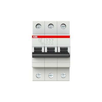 220V MCB SH203-C25 Interruptor de circuito em miniatura 3P C 25A Voltagem nominal 220V BCD Curva C