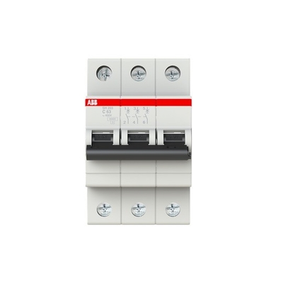 Capacidade de ruptura 3P C 63A MCB SH203-C63 Interruptor de circuito em miniatura Frequência nominal Hz 50