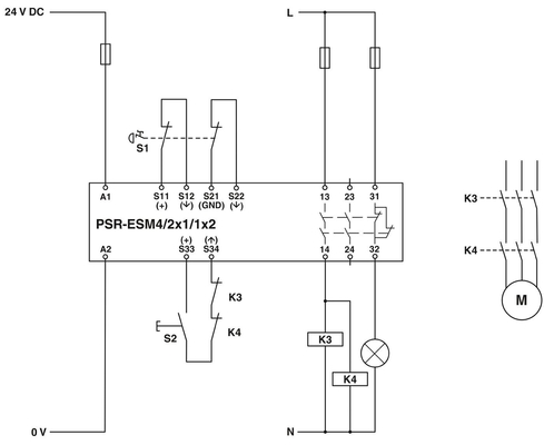 PSR-SCP-24UC/ESM4/3X1/1X2/B Relais de segurança para desligamento de segurança e proteção do acoplamento