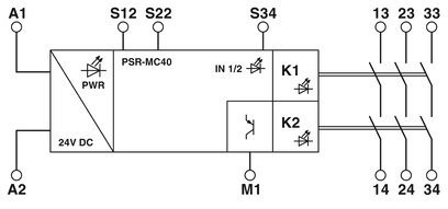 Contacto Phoenix PSR-MC40-3NO-1DO-24DC-SC Relais de segurança 12.5*112.2*114.5mm Controle de tensão