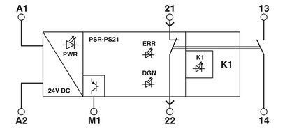Relais de acoplamento- PSR-PS21-1NO-1NC-24DC-SC por Phoenix Contact- Protect Feature Incluído