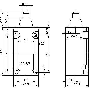 Interruptor de posição industrial de metal 3SE5112-0CC02 com pistão arredondado e aço de qualidade