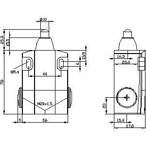 3SE5122-0CC02 Interruptor de posição larga com pistão arredondado para desempenho duradouro