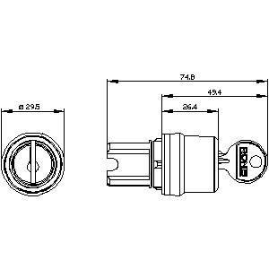 3SU1000-4BL11-0AA0 SIRIUS ACT Chave Switch Plástico RONIS 3 Posições 2x45 para Máquinas