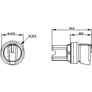 3SU1002-2BL60-0AA0 Interruptor de seleção de três posições de manobra curta de plástico para PLC SIRIUS ACT