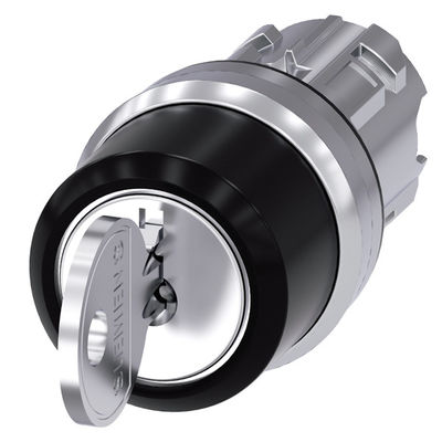 3SU1050-4BM01-0AA0 RONIS Metal Shiny Key Switch com 3 posições e 2x45 SIRIUS ACT