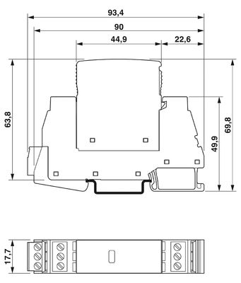 2 Voltagem nominal por pólo 250 V AC 125 V DC 200 mA DC 1249060 PLT-EE-T3-230AC-R Dispositivos de protecção contra sobretensões de tipo 3