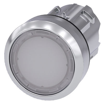 3SU1051-0AB60-0AA0 SIRIUS ACT Botão de pressão com botão plano de metal brilhante iluminado em branco