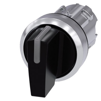3SU1052-2BM10-0AA0 SIRIUS ACT Selector Switch Metal Brilhante Manôvel Curto 3 Posições Preto
