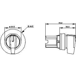 3SU1052-2CM60-0AA0 Metal Brilhante Manôvel Longo 3 Posições Branco SIRIUS ACT Selector Switch
