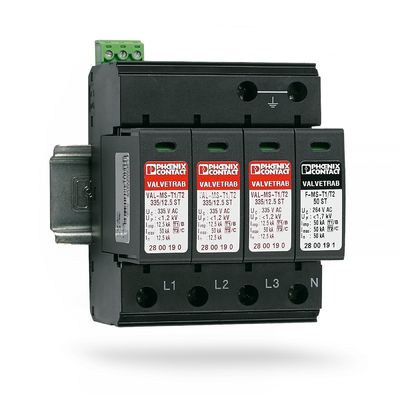 Proteção 2800183 VAL-MS-T1/T2 335/12.5/3 1-FM Classe 1/2 Protector contra raios/surgens