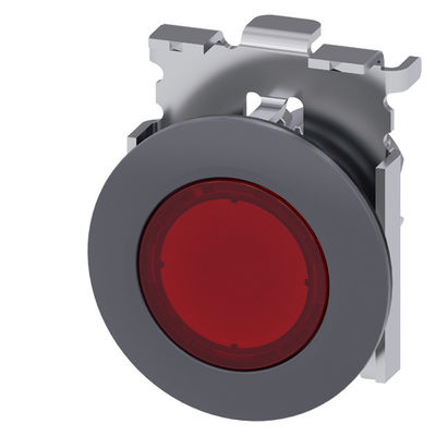 PLC iluminado 3SU1061-0JA20-0AA0 Botão vermelho SIRIUS ACT com botão plano e bisel