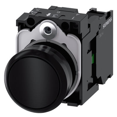 Botão plano de plástico preto 3SU1100-0AB10-1BA0 Botão de terminal de parafuso momentâneo