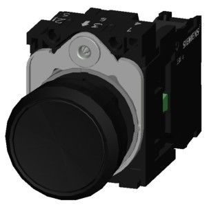 Botão plano de plástico preto 3SU1100-0AB10-1BA0 Botão de terminal de parafuso momentâneo