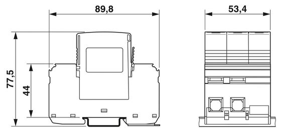 4 Pólo 2800189 VAL-MS-T1/T2 335/12.5/3 0 Classe 1/2 Protector contra raios e sobretensões para 380V