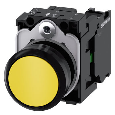 3SU1100-0AB30-1BA0 Botão de terminação de parafuso momentâneo de plástico amarelo não iluminado