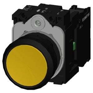 3SU1100-0AB30-1BA0 Botão de terminação de parafuso momentâneo de plástico amarelo não iluminado