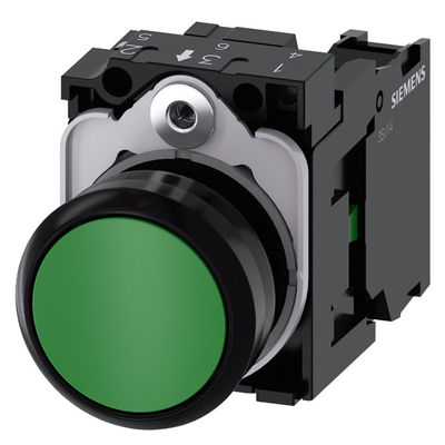 3SU1100-0AB40-1BA0 Botão plano de plástico verde Botão momentâneo com terminal de parafuso