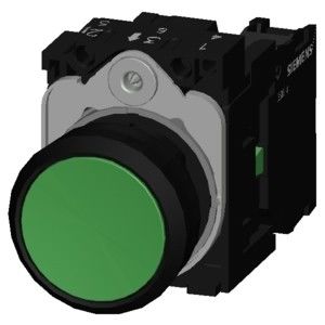 3SU1100-0AB40-1BA0 Botão plano de plástico verde Botão momentâneo com terminal de parafuso