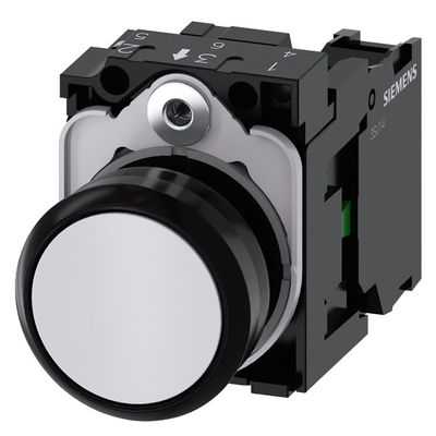 Unidade completa Botão 3SU1100-0AB60-1BA0 Desligado Botão Flat Terminal de parafuso branco
