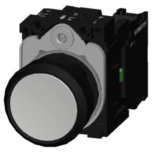 Unidade completa Botão 3SU1100-0AB60-1BA0 Desligado Botão Flat Terminal de parafuso branco
