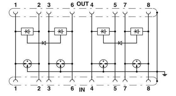 Voltagem nominal de 24 V CC 2800763 Protector contra sobretensão D-LAN-CAT.5-HC com 1 pólo