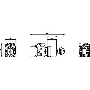 3SU1100-4BL11-1NA0 RONIS plástico SIRIUS ACT Unidade completa com interruptor de chave de 3 posições