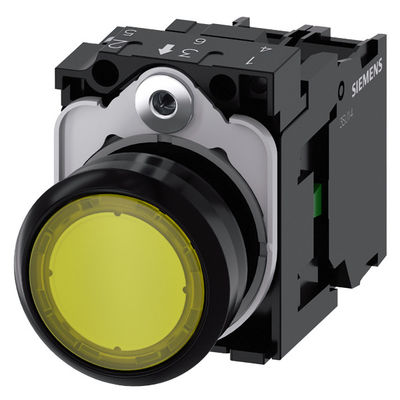 Botão completo SIRIUS ACT Botão plano de plástico amarelo luminoso