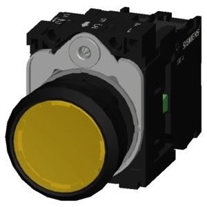 Botão completo SIRIUS ACT Botão plano de plástico amarelo luminoso