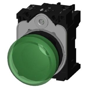 PLC 3SU1102-6AA40-1AA0 SIRIUS ACT Unidade completa Luz piloto 24V AC/DC Lente lisa iluminada de plástico