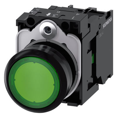 PLC 3SU1106-0AB40-1BA0 SIRIUS ACT Unidade completa Botão de pressão Plástico iluminado plano momentâneo