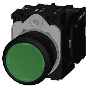 PLC 3SU1106-0AB40-1BA0 SIRIUS ACT Unidade completa Botão de pressão Plástico iluminado plano momentâneo