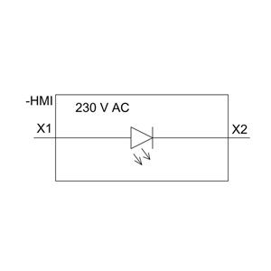 230V AC Luz piloto de plástico vermelho Unidade completa com lente lisa 3SU1106-6AA20-1AA0