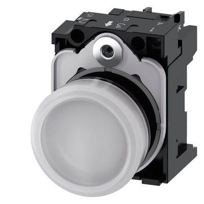 230V AC Luz piloto de plástico para SIRIUS ACT Unidade completa Lente lisa Branca