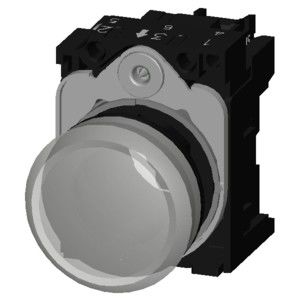 230V AC Luz piloto de plástico para SIRIUS ACT Unidade completa Lente lisa Branca