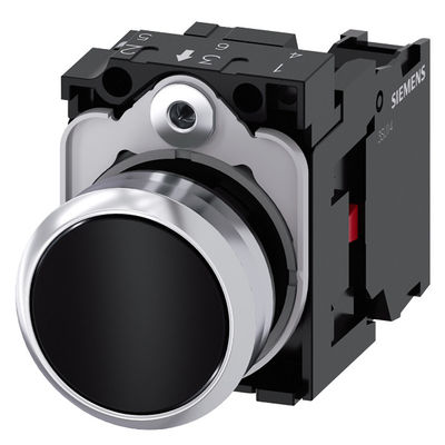 3SU1150-0AB10-1CA0 SIRIUS ACT Unidade Completa Preto Metal Brilhante Botão Flat Momentário