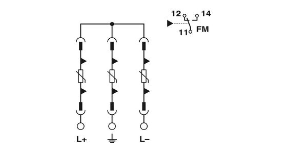 2801161 VAL-MS-T1/T2 1000DC-PV/2 V-FM Classe 1/2 Protetor contra raios/surtos para 3 polos