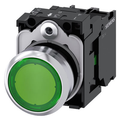 3SU1152-0AB40-1BA0 Verde Metal Brilhante Iluminado Flat Botão Momentâneo SIRIUS ACT Push Button