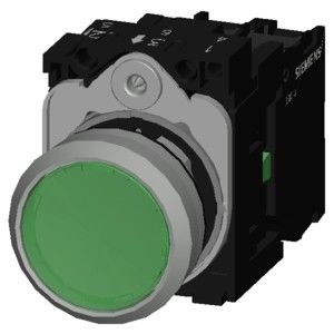 3SU1152-0AB40-1BA0 Verde Metal Brilhante Iluminado Flat Botão Momentâneo SIRIUS ACT Push Button