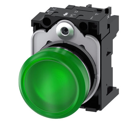 Lâmpada piloto de lentes lisas iluminadas para 24V AC/DC Metal brilhante SIRIUS ACT Unidade completa