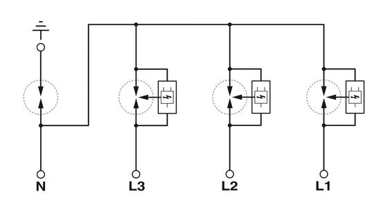2 Pólo 2801299 FLT 25-3S-350 Tipo 1 2 Protector combinado contra sobretensões com tensão nominal 380V