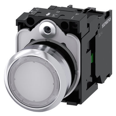 Botão plano de metal brilhante iluminado, momentâneo, botão SIRIUS ACT 3SU1156-0AB60-1BA0