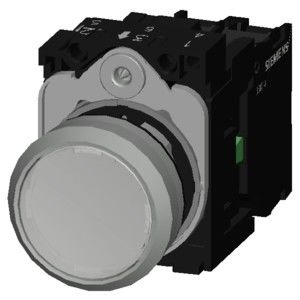 Botão plano de metal brilhante iluminado, momentâneo, botão SIRIUS ACT 3SU1156-0AB60-1BA0