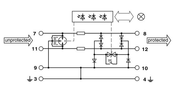 PT-IQ-3-HF-12DC-PT Protetor contra sobretensões de tensão nominal 12V DC Dispositivo de proteção de 4 polos