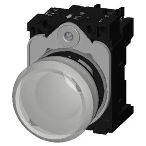 Branco SIRIUS ACT Unidade Completa Pilot Light 230V AC Metal Brilhante com Lente Limpa
