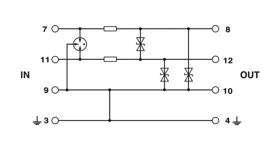 Voltagem nominal de 24 V CC PT 3-24DC-ST Protector de onda Plug-in com 2 polos e número de polos 2